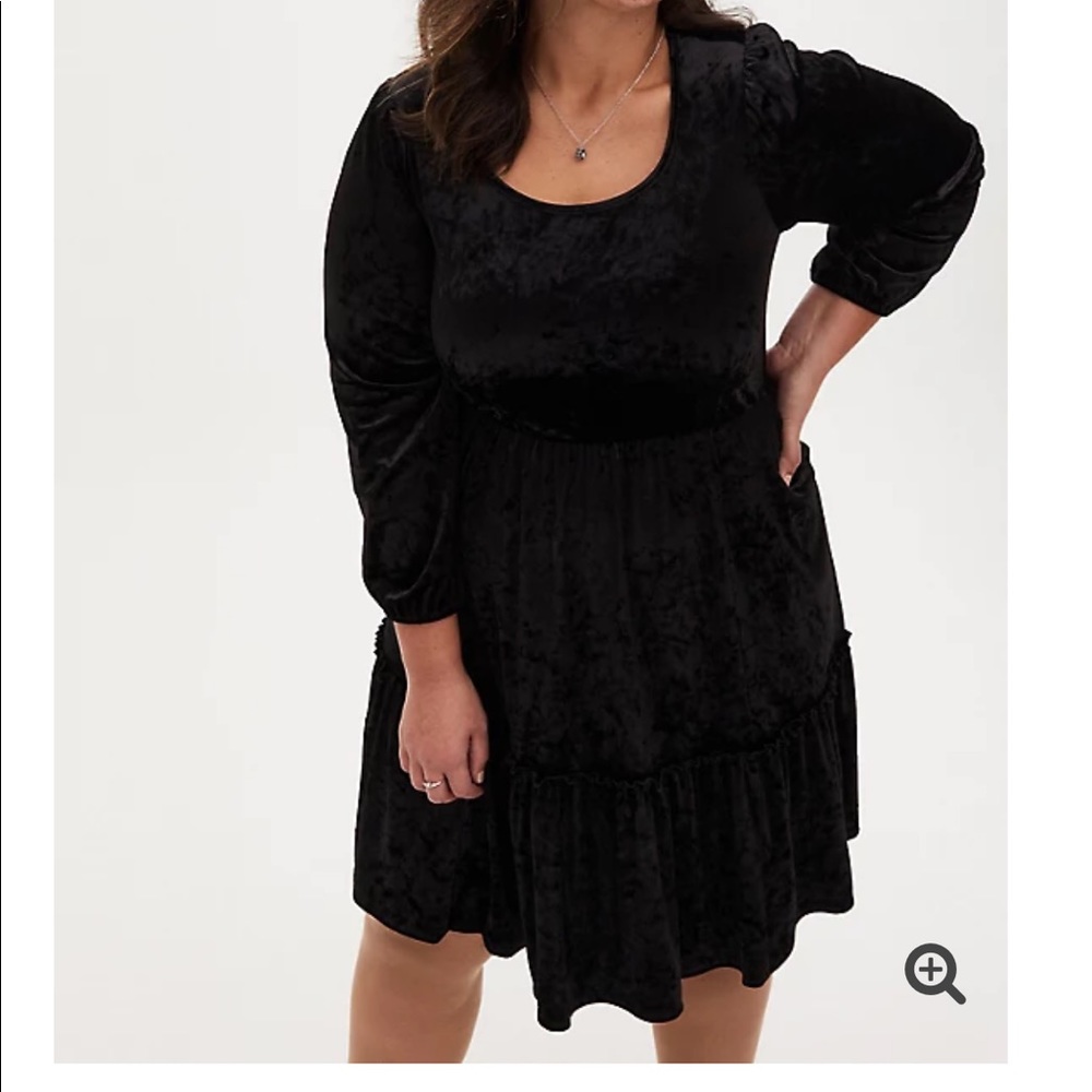 Torrid Black Velvet Mid Length Dress
